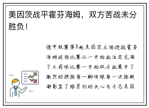 美因茨战平霍芬海姆，双方苦战未分胜负！