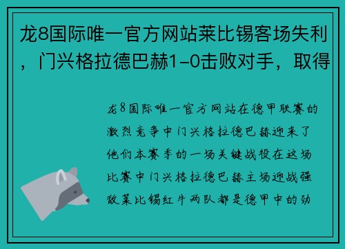 龙8国际唯一官方网站莱比锡客场失利，门兴格拉德巴赫1-0击败对手，取得关键胜利 - 副本