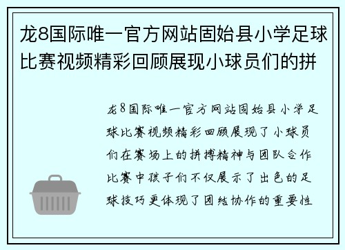 龙8国际唯一官方网站固始县小学足球比赛视频精彩回顾展现小球员们的拼搏精神与团队合作